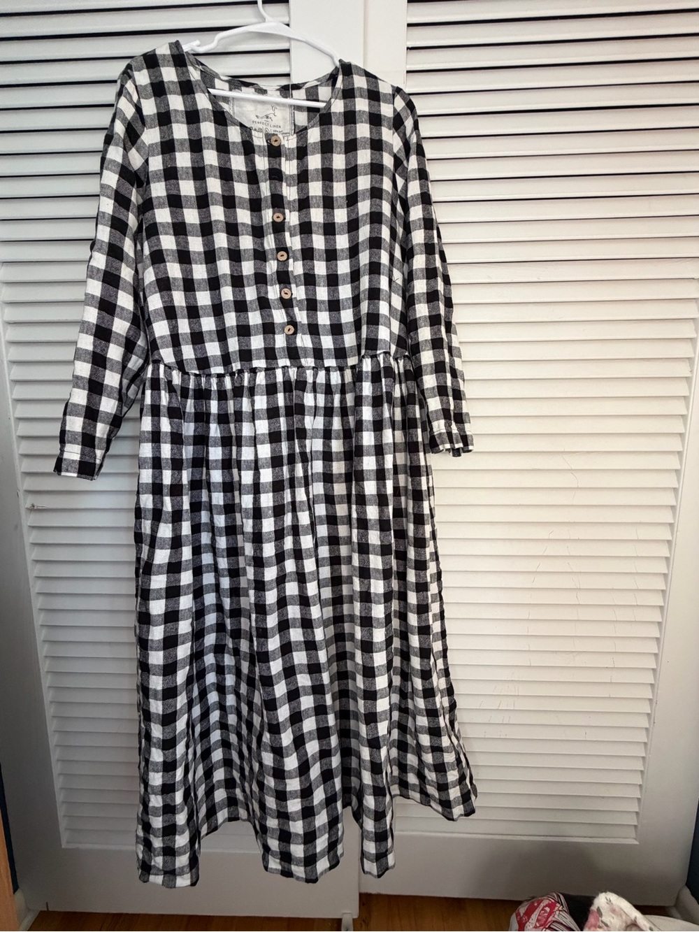 notPERFECTLINEN Black and White Gingham Mama Maxi Dress